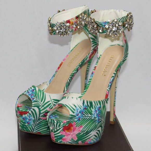 Shoe Dazzle Floral Platform Heels - Picture 2 of 15